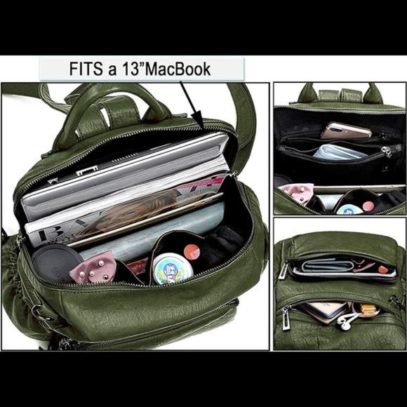 Women Backpack Purse Leather Vegan Ladies Fashion Designer Bag with Tassel - Picture 2 of 6